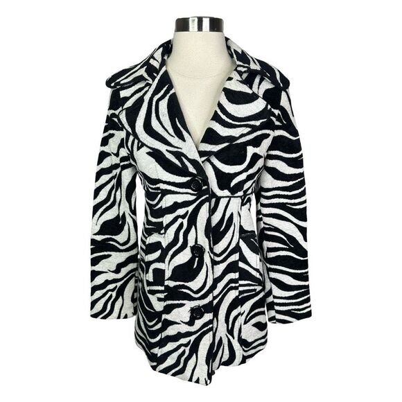 Vintage Y2K Wet Seal Zebra Print Peacoat - Size Small - Picture 1 of 7